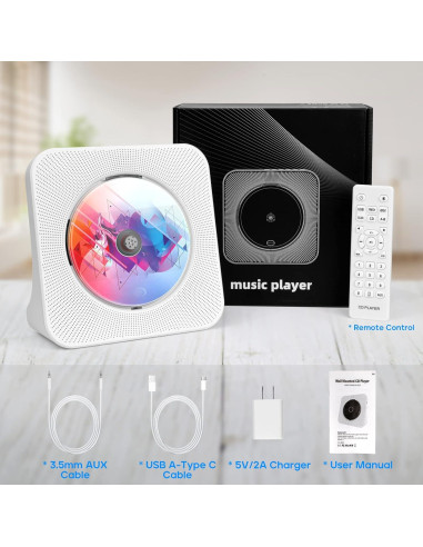 Reproductor de CD Bluetooth ROADOM KC-806 con Altavoces y FM