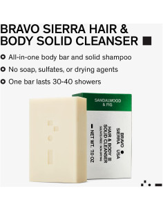 Champú Sólido Todo en Uno Bravo Sierra 198g - Sándalo y Higo 2