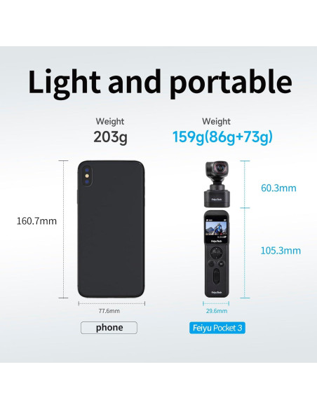 Gimbal Desmontable FeiyuTech Pocket 3 4K 60fps AI Seguimiento Gimbal Desmontable FeiyuTech Pocket 3 4K 60fps AI Seguimiento