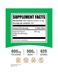 Extracto de Corteza de Magnolia BulkSupplements 500g - Sin Gluten 2