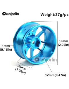 Ruedas de Drift RC 1/10 Chanjorlin 52mm Aluminio 4PCS Negro 2