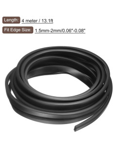 Protector de Borde de Goma uxcell 4m Negro 4.76x11.11mm 2