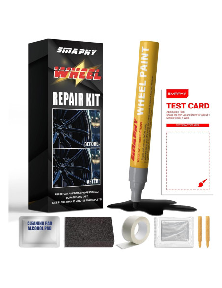 Kit de Reparación de Ruedas SMAPHY - Pintura Negra Brillante 30ml