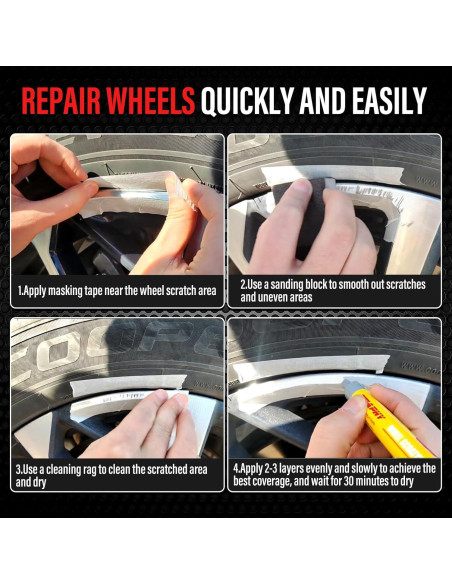 Kit de Reparación de Ruedas SMAPHY - Pintura Negra Brillante 30ml