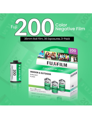 Película Negativa Color FUJIFILM 200 - 3 Rollos 36 Exposiciones