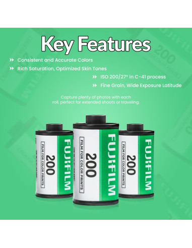 Película Negativa Color FUJIFILM 200 - 3 Rollos 36 Exposiciones