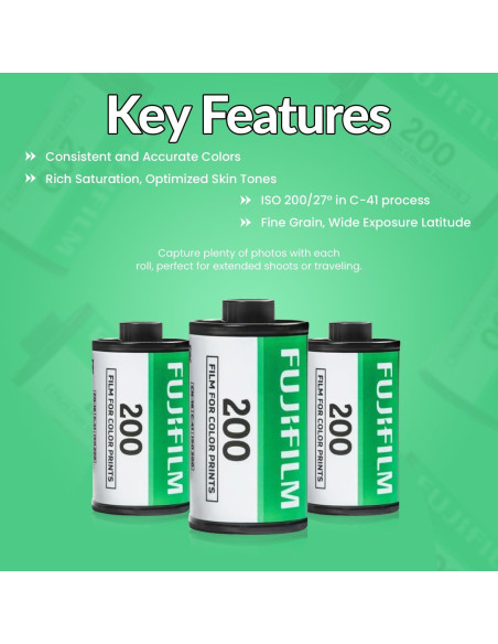 Película Negativa Color FUJIFILM 200 - 3 Rollos 36 Exposiciones