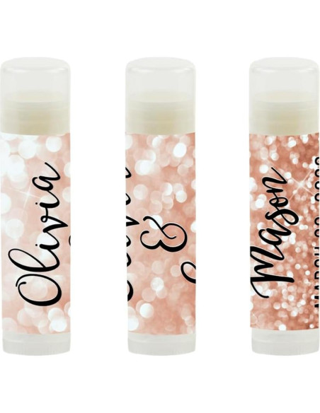 Bálsamo Labial Personalizado Andaz Press - 12 Piezas Oro Rosa