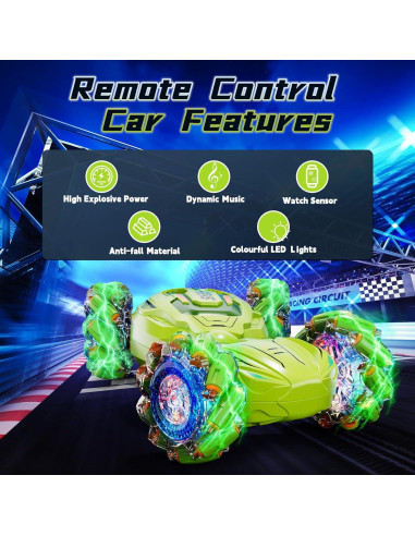 Coche RC Control Remoto EXCOUP 4WD Verde con Sensor de Gestos
