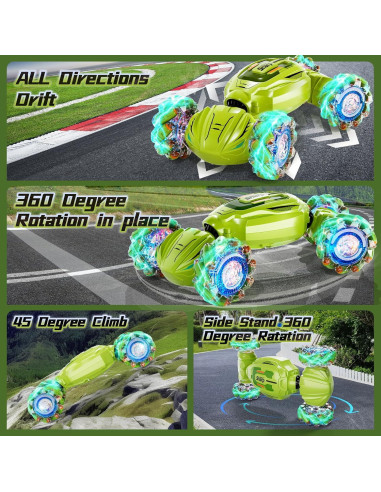 Coche RC Control Remoto EXCOUP 4WD Verde con Sensor de Gestos