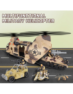 Juego de Juguetes de Helicóptero Militar de deAO con Figuras 2