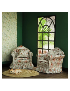 Muebles Miniatura iLAND Sofá Plisado Rosa y Pájaros 2 Pcs