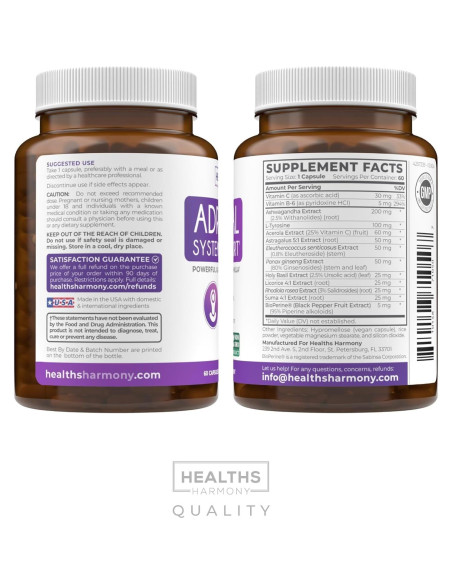 Suplemento de Apoyo Adrenal Healths Harmony 60 Cápsulas Suplemento de Apoyo Adrenal Healths Harmony 60 Cápsulas