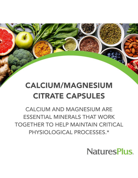 Citrato de Calcio y Magnesio NaturesPlus 90 Cápsulas 500mg/250mg