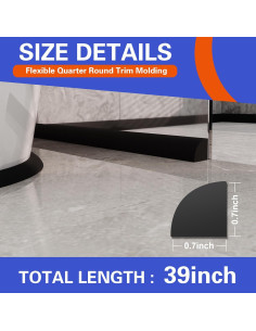 Moldura Cuarterona Flexible Autoadhesiva WURJHSONG 99.06cm Negra 2