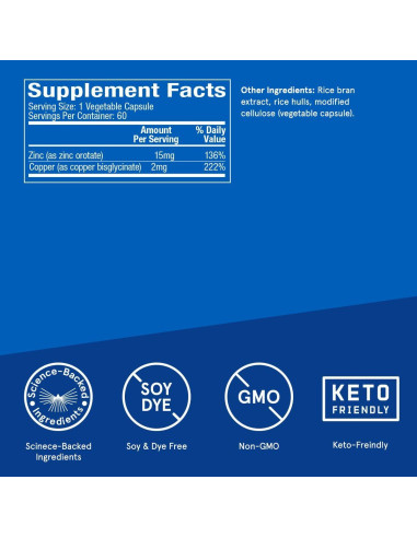 Cápsulas de Zinc y Cobre Bulletproof 60 Unidades Suplemento
