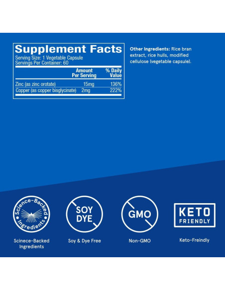 Cápsulas de Zinc y Cobre Bulletproof 60 Unidades Suplemento Cápsulas de Zinc y Cobre Bulletproof 60 Unidades Suplemento