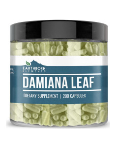 Cápsulas de Hoja de Damiana Earthborn Elements 200 Unidades, Pura