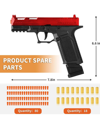 Pistola de Juguete Stoytto Semiautomática Roja y Negra 25.4cm