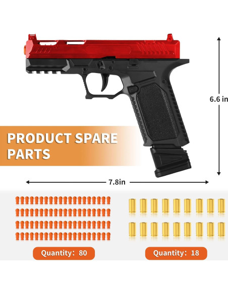 Pistola de Juguete Stoytto Semiautomática Roja y Negra 25.4cm Pistola de Juguete Stoytto Semiautomática Roja y Negra 25.4cm