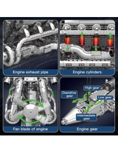 Conjunto de Construcción Motor V8 Mould King 10168 2899 Piezas 2