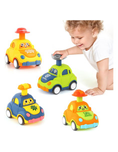 Coches de Juguete para Niños QSONSELL - 4 Vehículos Retroceso