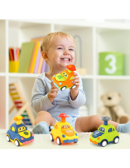 Coches de Juguete para Niños QSONSELL - 4 Vehículos Retroceso