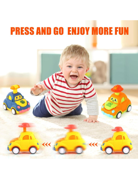 Coches de Juguete para Niños QSONSELL - 4 Vehículos Retroceso