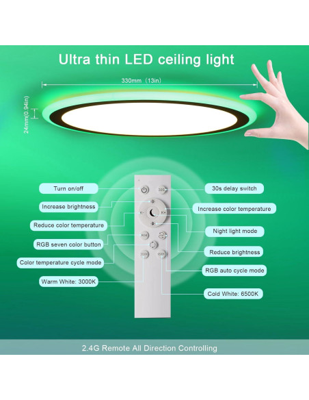 Lámpara de Techo LED Empotrada Marfete 30W RGB 33cm Control Remoto