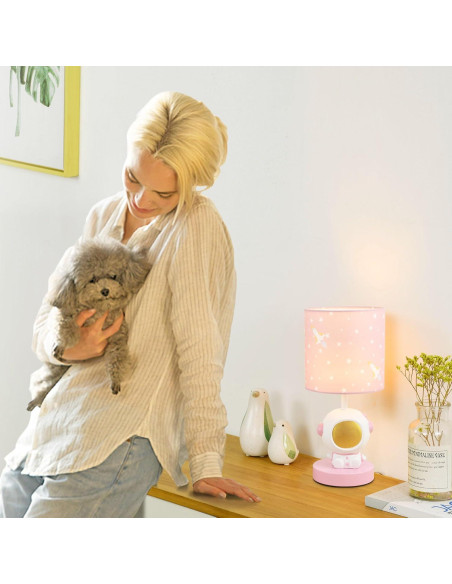Lámpara de Mesa LED Astronauta Lampwell Rosa USB 33.2cm