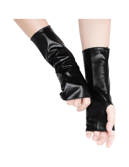 Guantes Metálicos Brillantes Sin Dedos OBMWANG para Mujeres