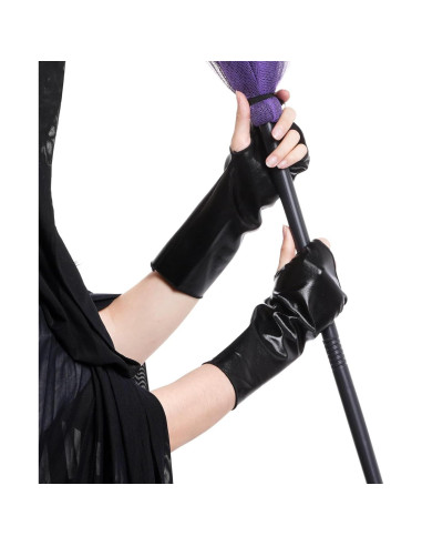 Guantes Metálicos Brillantes Sin Dedos OBMWANG para Mujeres