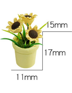Mini Girasol de Resina Jowxsx para Casa de Muñecas 1/12 2