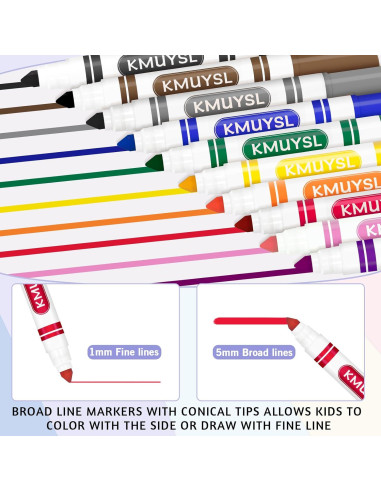 Marcadores Lavables KMUYSL 200 Unidades 10 Colores Variados