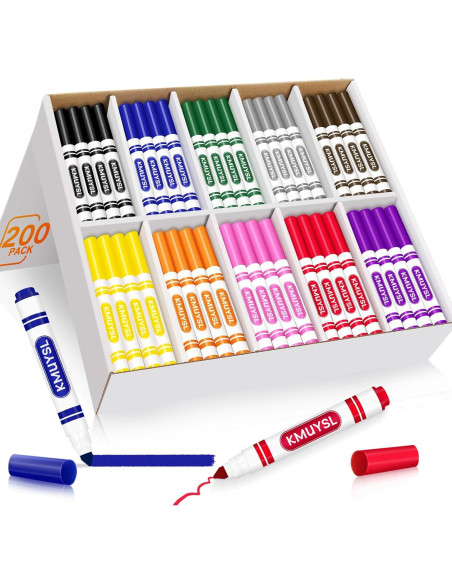 Marcadores Lavables KMUYSL 200 Unidades 10 Colores Variados