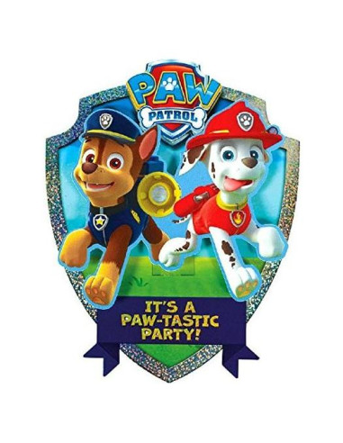 Invitaciones de Fiesta Jumbo Paw Patrol Chase y Marshall - 8 Pzas
