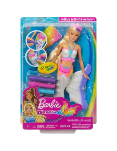 Muñeca Sirena Barbie Dreamtopia con Atuendo y Marcadores Crayola
