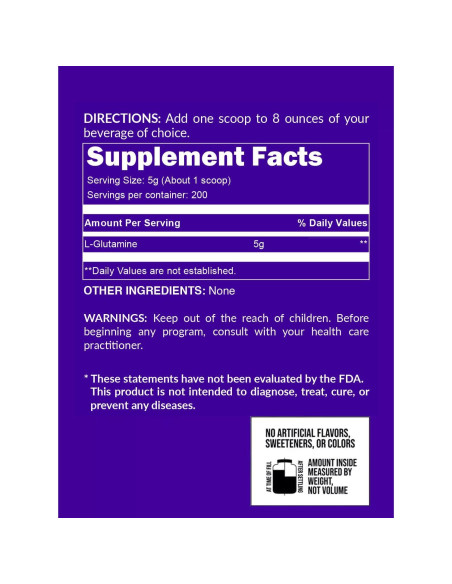 L-Glutamina Pura Naked Nutrition 1000g Vegana Sin Aditivos