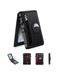 Billetera AirTag KIKVES para hombres, minimalista, RFID, negro