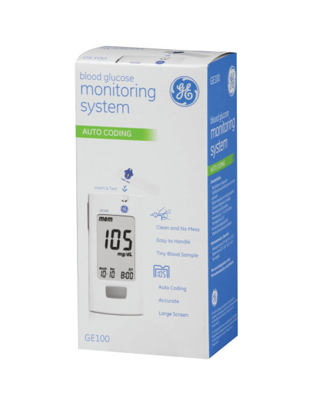 Medidor de Glucosa en Sangre GE100 - Pantalla Grande, Resultados Rápidos