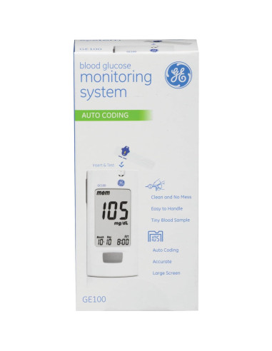 Medidor de Glucosa en Sangre GE100 - Pantalla Grande, Resultados Rápidos