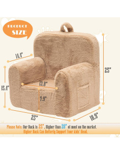 Sillón Infantil SUFUS de Peluche Acogedor Camello 63.5 cm 2