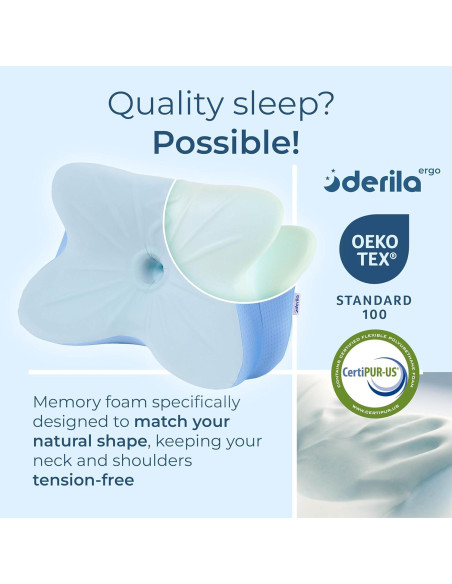 Almohada Cervical Ergonómica Derila Ergo 54x36 cm Espuma Viscoelástica