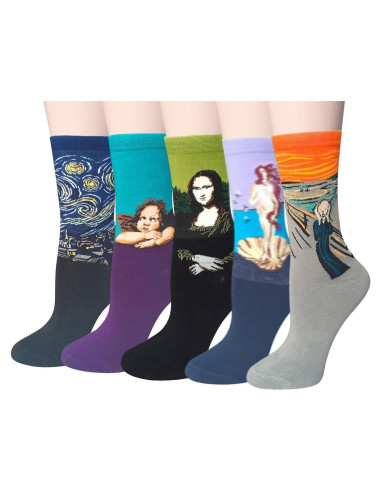 5 Pares de Calcetines Divertidos Chalier Arte Multicolor