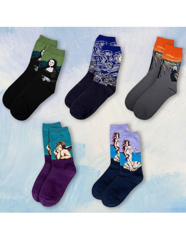5 Pares de Calcetines Divertidos Chalier Arte Multicolor