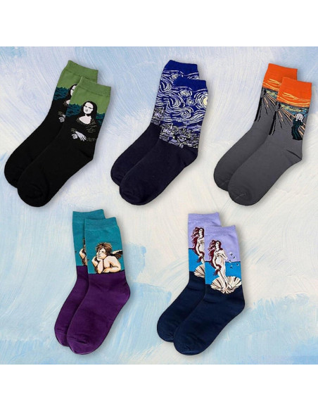 5 Pares de Calcetines Divertidos Chalier Arte Multicolor