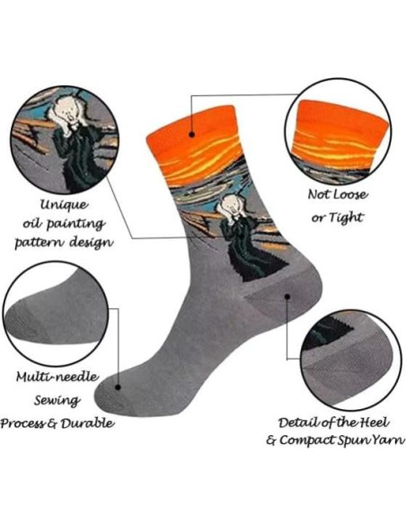 5 Pares de Calcetines Divertidos Chalier Arte Multicolor