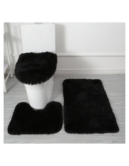 Conjunto de Alfombrillas de Baño Eanpet Negras 3 Piezas