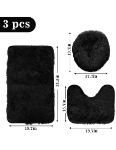 Conjunto de Alfombrillas de Baño Eanpet Negras 3 Piezas 2