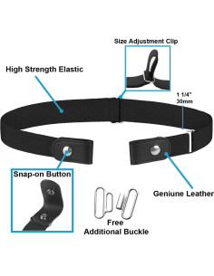 Cinturón Elástico Sin Hebilla Ajustable para Todos - Negro 2